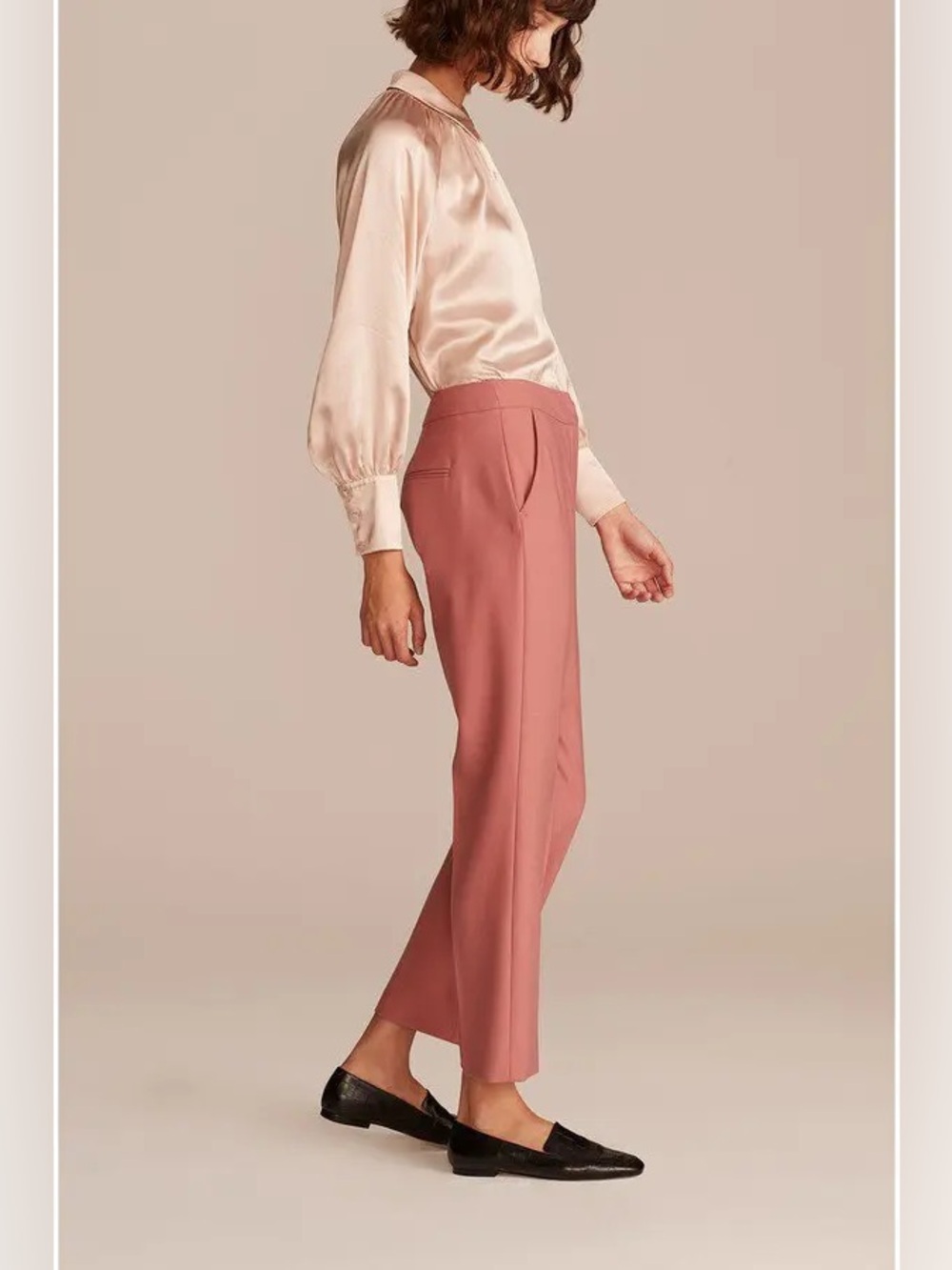 NWT Rebecca Taylor Notch Gabardine Trouser Pants Wool Blend Rose Pink Size 2